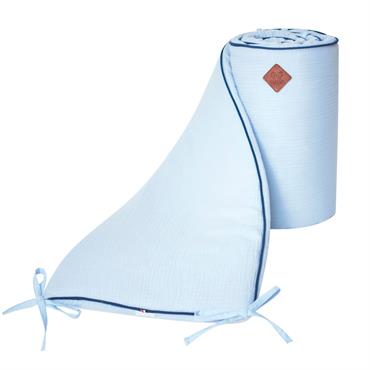 Tour de lit universel en gaze de coton  Bleu