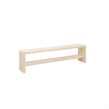 Banc à chaussures en bois de sapin ton naturel 145x45cm