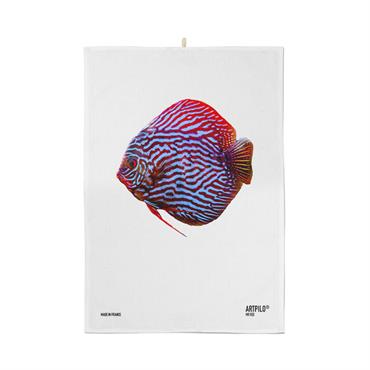 Torchon déco poisson coton blanc