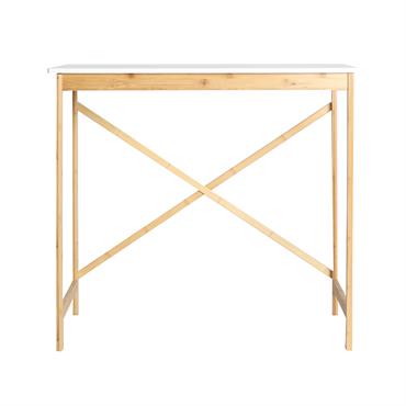 Bureau en bambou et bois en blanc et marron 80x45x72