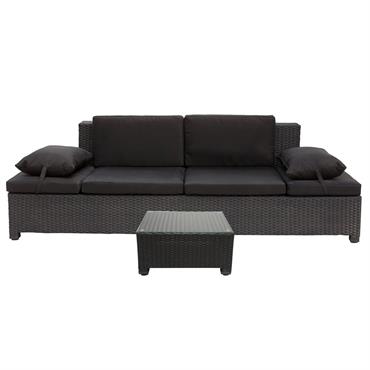 Succombez à la fonctionnalité du salon de jardin Corfou en résine tressée noire ! Confortable, ses accoudoirs entièrement relevables vous permet de créer votre canapé idéal, transformez-le en lit, en ...