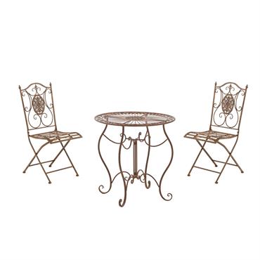 Ensemble table et chaises de jardin en métal Marron antique