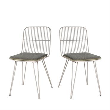 Lot de 2 chaises design en métal - Gris clair