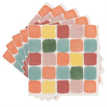Serviettes en papier motifs graphiques multicolores 