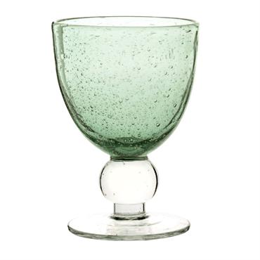 Verre à pied en verre bullé vert
