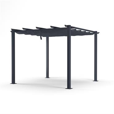 Tonnelle 3x3m avec toile rétractable en aluminium gris
