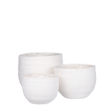 3 cache-pots en papier blanc cassé D26