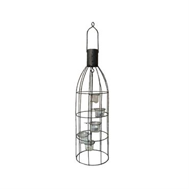 Lanterne extérieure jardin à poser bougie ancienne métal gris 60 cm