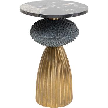 Table d'appoint en marbre noir et aluminium doré D43