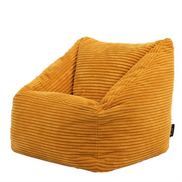 Pouf enfant velours côtelé jaune ocre