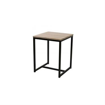 Table de chevet en métal noir et bois
