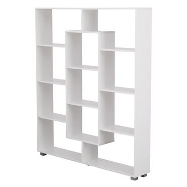 Bibliothèque 11 étagères multiformes blanche