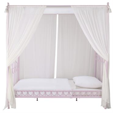 Lit à baldaquin 90x190 en métal rose