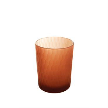 Photophore décoratif en verre orange H12