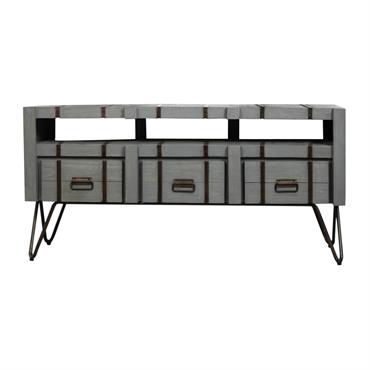 Meuble sous vasque de salle de bain en mindi et métal L160cm
