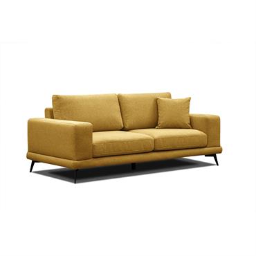 Canapé droit 3 places tissu jaune