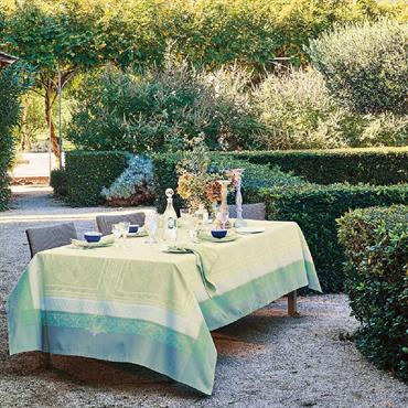 Nappe carrée antitache déperlant pur coton vert 174x174 cm
