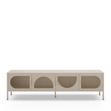 Meuble TV 4 portes en métal L180cm - Beige