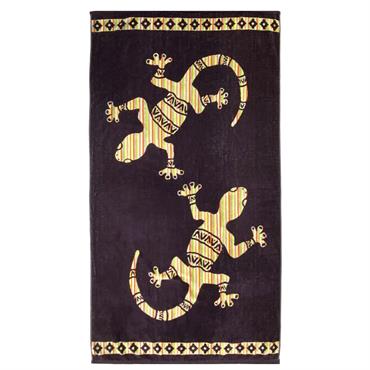 Serviette de plage éponge velours Jacquard Salango 90x160 marron
