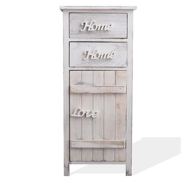 Meuble de rangement avec 2 tiroirs 1 porte en bois blanc