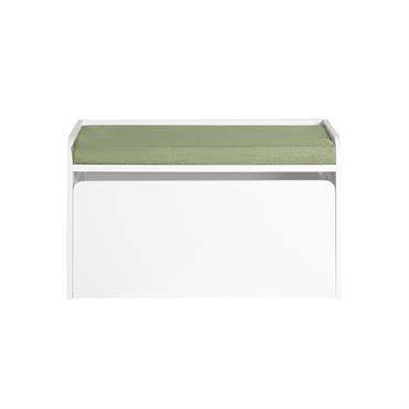 Banc coffre à roulettes effet bois blanc pour enfants 1 tiroir