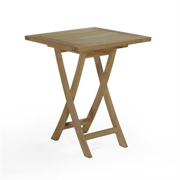 Table pliante de jardin carrée Bistrot de 60 cm en teck massifPour aménager un coin repas sur un petit balcon, optez pour cette table carrée en teck massif de qualité ...