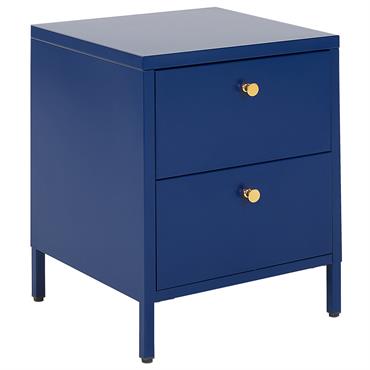 Table de nuit à 2 tiroirs métal bleu marine