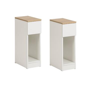 Lot de 2 tables de chevet en aggloméré blanc