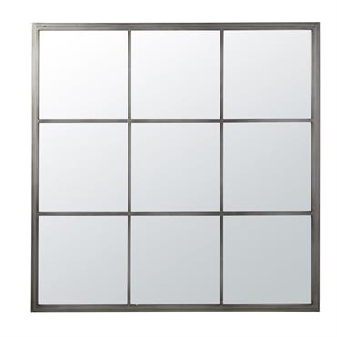 Miroir fenêtre carrée en métal brossé 110x110