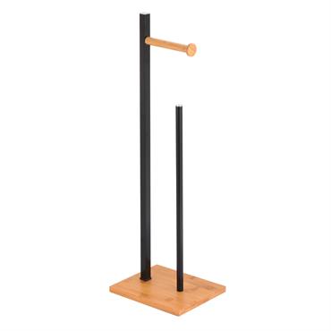 Dérouleur papier toilette bambou et noir 22x16x66