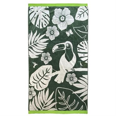 Serviette de plage éponge velours Jacquard Musia 100x175 kaki