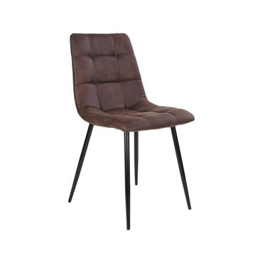 Lot de 2 chaises design en tissu pieds métal marron