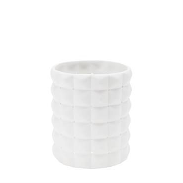 Photophore décoratif en porcelaine blanc H8