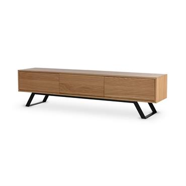 Meuble TV style contemporain 200 cm bois / noir