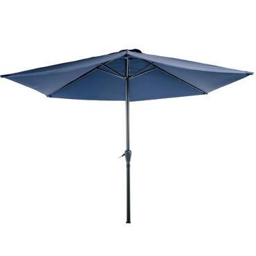 Le parasol rond de Ø3m avec une structure en aluminium de Ø48mm en gris anthracite et une toile en polyester bleu marine est une excellente option pour créer une zone ...