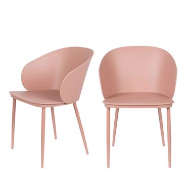 Lot de 2 chaises en résine et métal - Rose