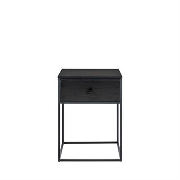Table de chevet avec tiroir en bois et métal - Noir