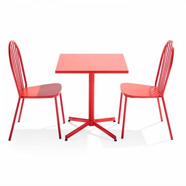 Ensemble table de jardin inclinable et 2 chaises bistrot rouge