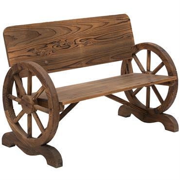 Banc de jardin 3 places style rustique chic sapin traité carbonisation
