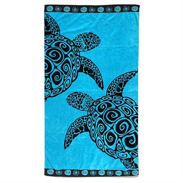 Serviette de plage éponge velours Turquoise turtle 100 x 175