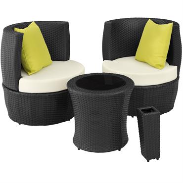 Salon de jardin Avec cadre en aluminium Rembourrage épais noir