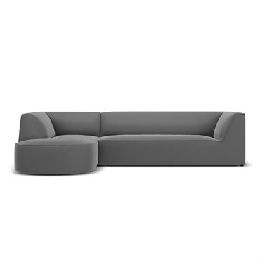 Canapé D'Angle Gauche 4 places en Velours Gris Foncé