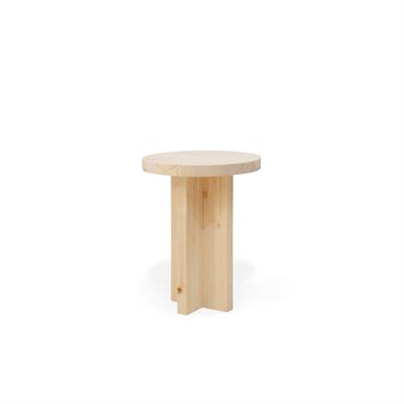 Tabouret en bois de sapin ton naturel 35x45cm