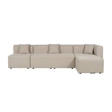 Canapé d'angle modulable 5 places en tissu beige