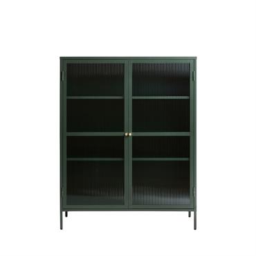 Buffet haut en verre et en métal 140cm vert