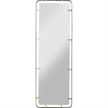 Miroir double cadre en acier noir et doré 165x55