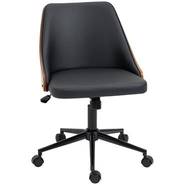 Chaise de bureau manager design Vintage bois acier synthétique noir