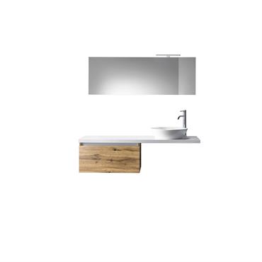 Meuble de salle de bain 6 pièces en mélaminé chêne miel