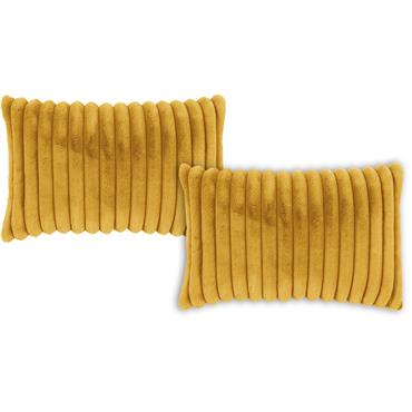 Housses de coussin moelleux imitation fourrure jaune -Lot de 2- 40x60