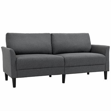 Canapé 2 places contemporain accoudoirs courbés bois tissu gris foncé